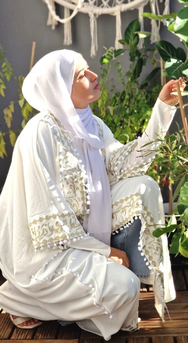 Kimono Brodé Palestinien - Blanc - Image 6